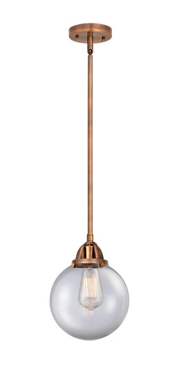 Nouveau 2 LED Mini Pendant in Antique Copper (405|288-1S-AC-G202-8-LED)