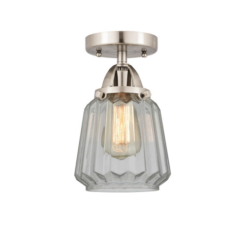 Nouveau 2 One Light Semi-Flush Mount in Brushed Satin Nickel (405|288-1C-SN-G142)