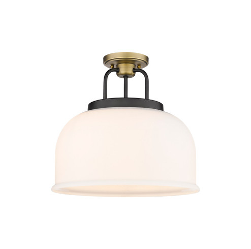 Downtown Urban Three Light Semi-Flush Mount in Black Brushed Brass (405|239-3C-BBB-G239-15WH)