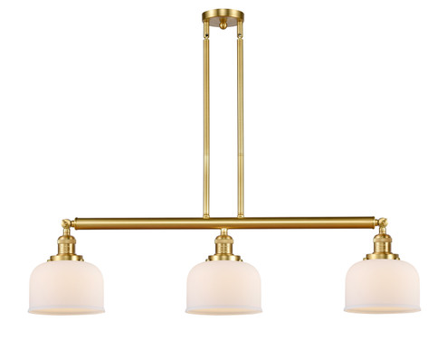 Franklin Restoration Three Light Island Pendant in Satin Gold (405|213-SG-G71) Franklin Restoration Three Light Island Pendant in Satin Gold (405|213-SG-G71)