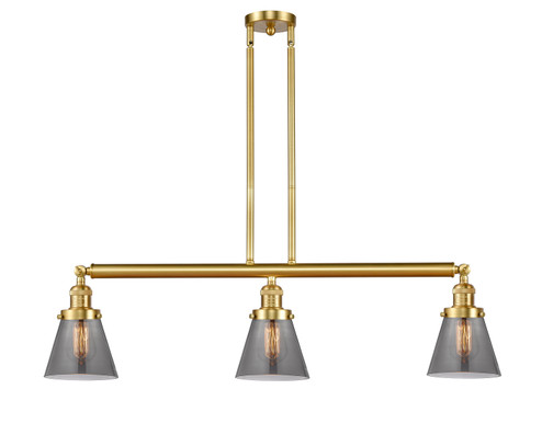 Franklin Restoration Three Light Island Pendant in Satin Gold (405|213-SG-G63)