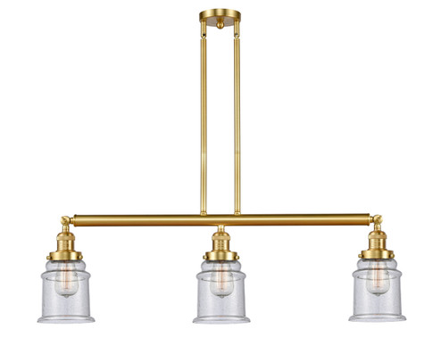 Franklin Restoration Three Light Island Pendant in Satin Gold (405|213-SG-G184)