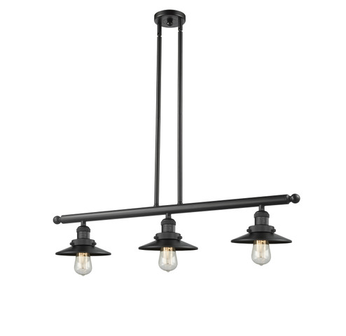 Franklin Restoration Three Light Island Pendant in Matte Black (405|213-BK-M6)