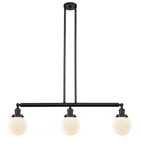 Franklin Restoration Three Light Island Pendant in Matte Black (405|213-BK-G201-6)
