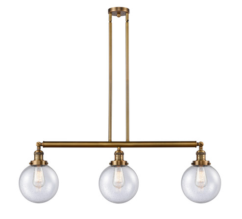 Franklin Restoration Three Light Island Pendant in Brushed Brass (405|213-BB-G204-8)