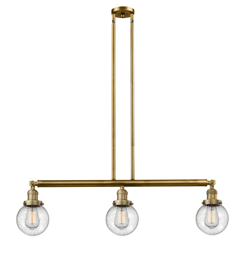Franklin Restoration Three Light Island Pendant in Brushed Brass (405|213-BB-G204-6)