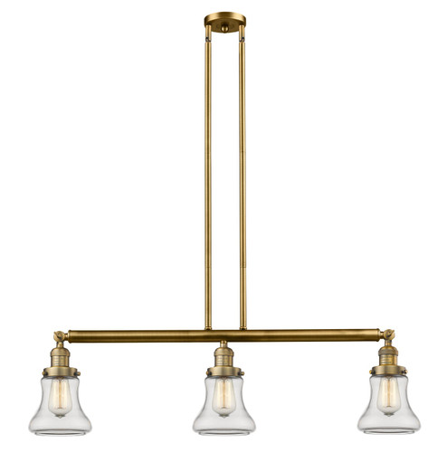 Franklin Restoration Three Light Island Pendant in Brushed Brass (405|213-BB-G192)