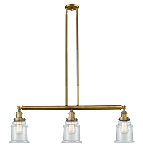 Franklin Restoration Three Light Island Pendant in Brushed Brass (405|213-BB-G182)