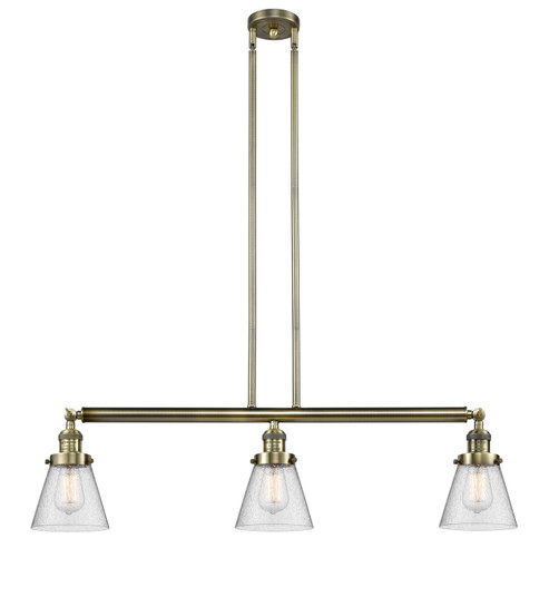 Franklin Restoration Three Light Island Pendant in Antique Brass (405|213-AB-G64)