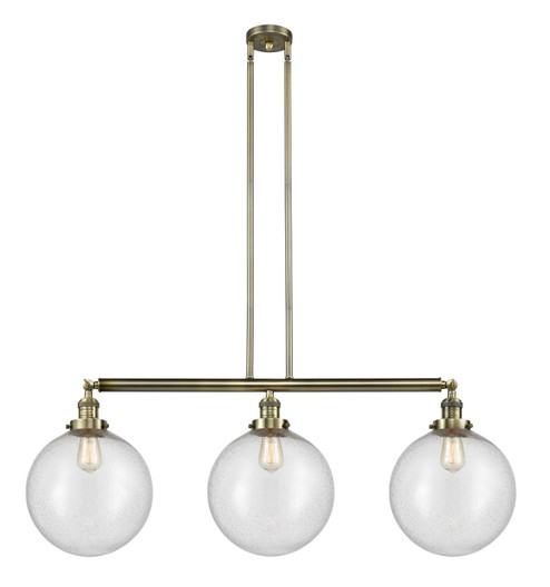 Franklin Restoration Three Light Island Pendant in Antique Brass (405|213-AB-G204-12)