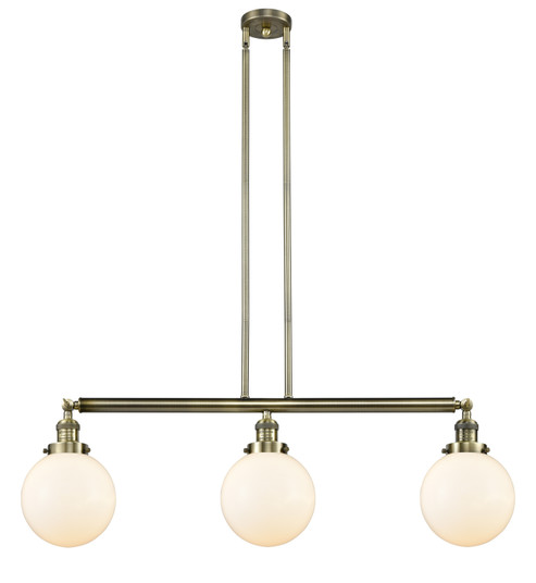 Franklin Restoration Three Light Island Pendant in Antique Brass (405|213-AB-G201-8)