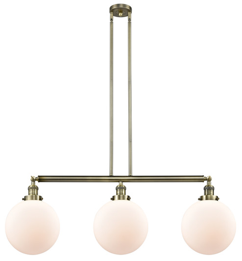 Franklin Restoration Three Light Island Pendant in Antique Brass (405|213-AB-G201-10)