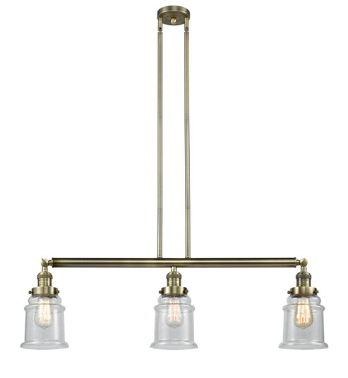 Franklin Restoration Three Light Island Pendant in Antique Brass (405|213-AB-G184)