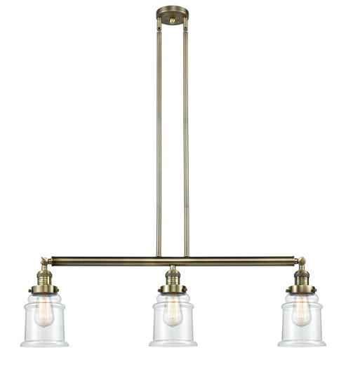 Franklin Restoration Three Light Island Pendant in Antique Brass (405|213-AB-G182)