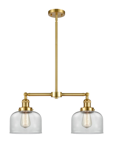 Franklin Restoration Two Light Island Pendant in Satin Gold (405|209-SG-G72)