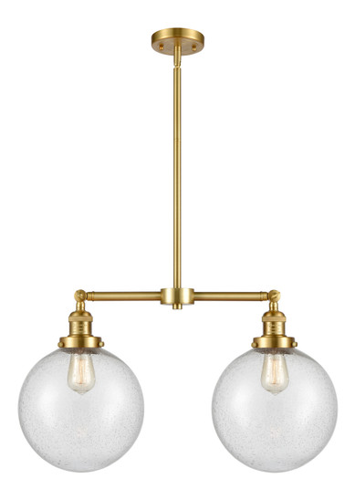Franklin Restoration Two Light Island Pendant in Satin Gold (405|209-SG-G204-10)