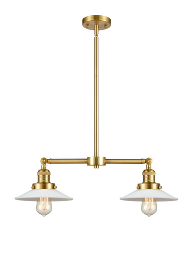 Franklin Restoration Two Light Island Pendant in Satin Gold (405|209-SG-G1)