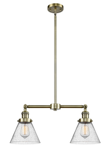 Franklin Restoration Two Light Island Pendant in Antique Brass (405|209-AB-G44)