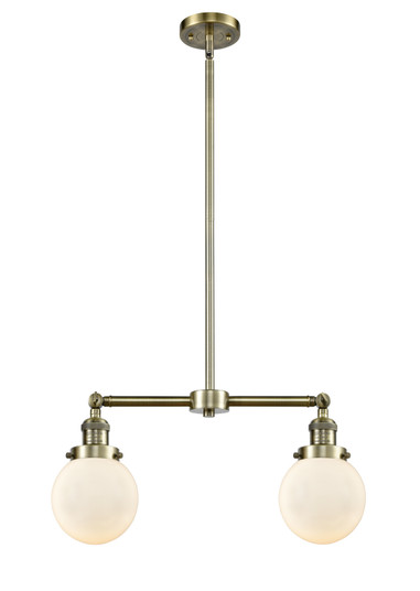 Franklin Restoration Two Light Island Pendant in Antique Brass (405|209-AB-G201-6)