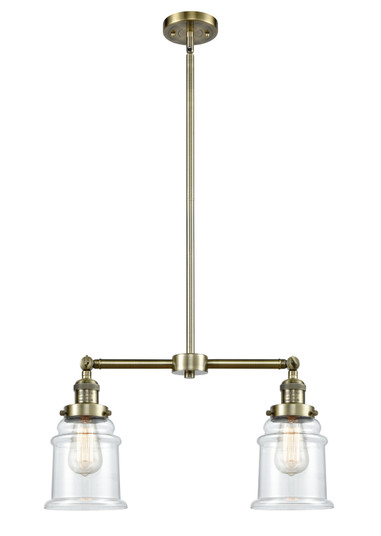 Franklin Restoration Two Light Island Pendant in Antique Brass (405|209-AB-G182)