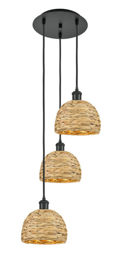 Ballston Three Light Pendant in Matte Black (405|113B-3P-BK-RBD-8-NAT)