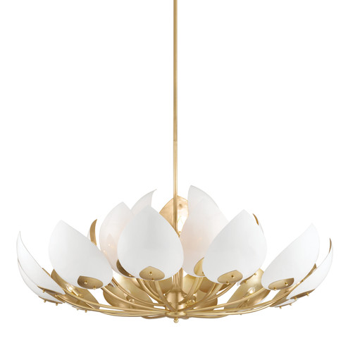 Lotus 21 Light Chandelier in Gold Leaf/White (70|5754-GL/WH)