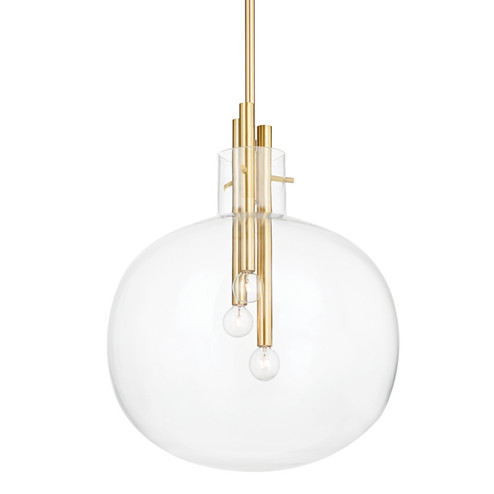 Hempstead Three Light Pendant in Aged Brass (70|3918-AGB)