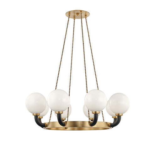 Werner Eight Light Chandelier in Aged Brass (70|3646-AGB/BK)