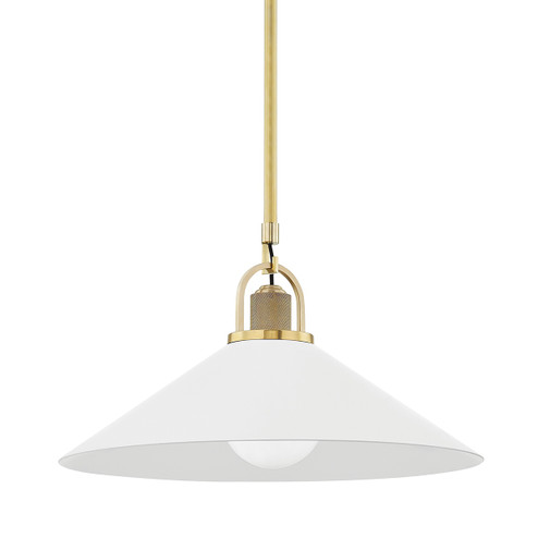 Syosset One Light Pendant in Aged Brass (70|2620-AGB/WH)
