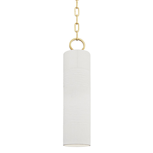 Brookville One Light Pendant in Aged Brass (70|2384-AGB/WH)