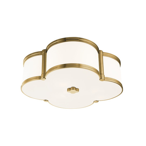 Chandler Three Light Flush Mount in Aged Brass (70|1216-AGB)