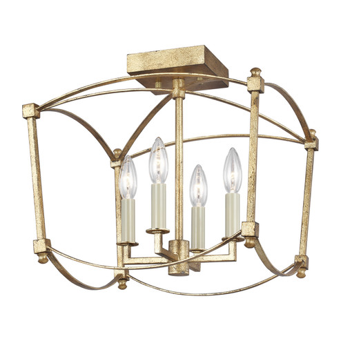 Thayer Four Light Semi-Flush Mount in Antique Gild (454|SF350ADB)