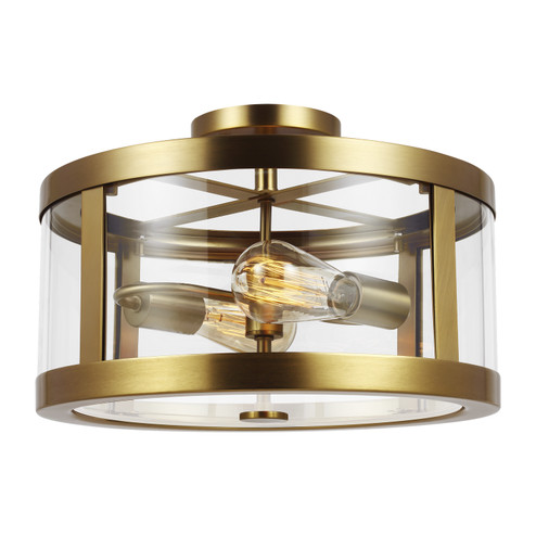 Harrow Two Light Semi-Flush Mount in Burnished Brass (454|SF341BBS)