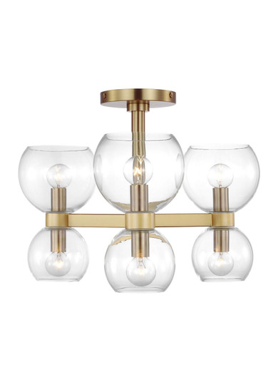 Londyn Six Light Semi Flush Mount in Burnished Brass with Clear Glass (454|KSF1036BBSCG)