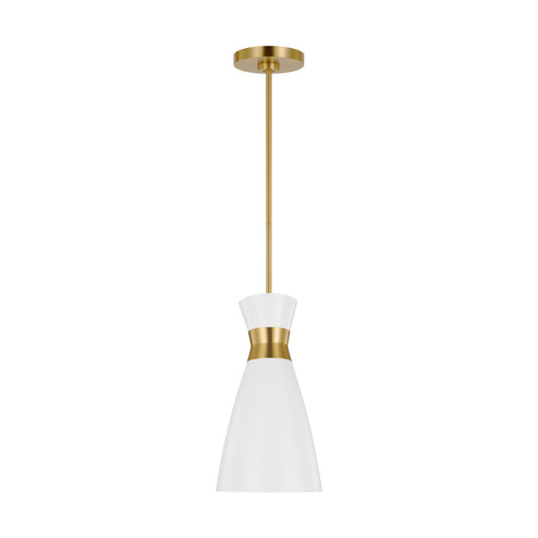 Heath One Light Pendant in Matte White and Burnished Brass (454|EP1221MWTBBS)