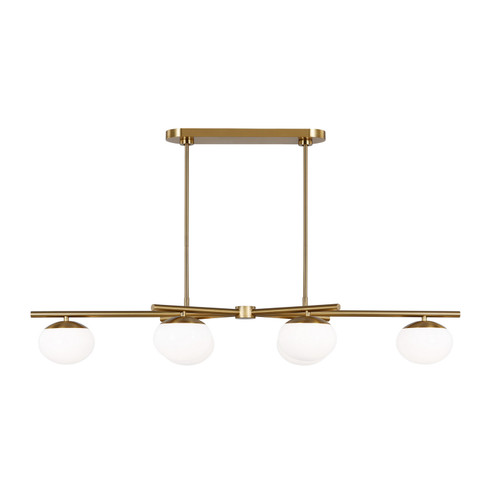 Lune Six Light Linear Chandelier in Burnished Brass (454|EC1276BBS)