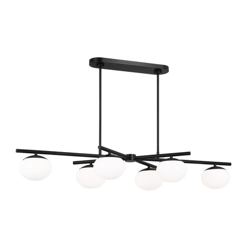Lune Six Light Linear Chandelier in Aged Iron (454|EC1276AI)