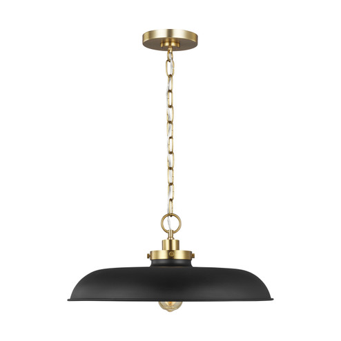 Wellfleet One Light Pendant in Midnight Black and Burnished Brass (454|CP1231MBKBBS)