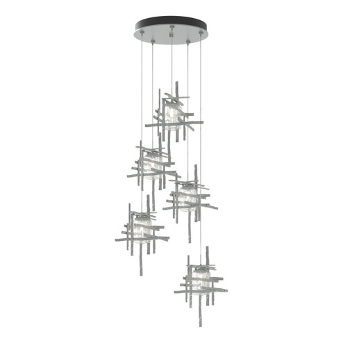 Tura Tura 5-Light Seeded Glass Pendant in Vintage Platinum (39|131126-SKT-STND-82-II0728)