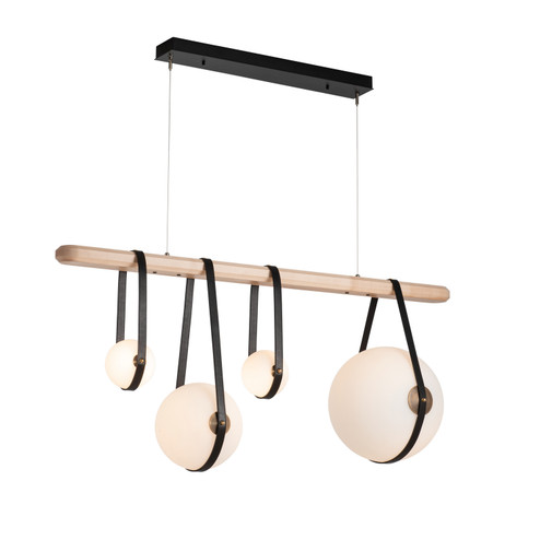 Derby Derby Linear 4-Light LED Pendant in Black (39|131043-LED-STND-10-24-LK-WD-GG0702)