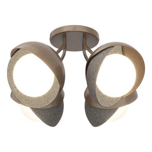 Brooklyn Brooklyn 4-Light Double Shade Semi-Flush in Bronze (39|121376-SKT-05-20-GG0711)