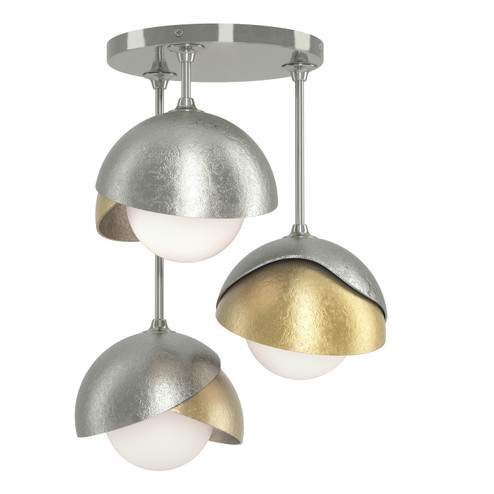 Brooklyn Brooklyn 3-Light Double Shade Semi-Flush in Sterling (39|121374-SKT-85-86-GG0711)