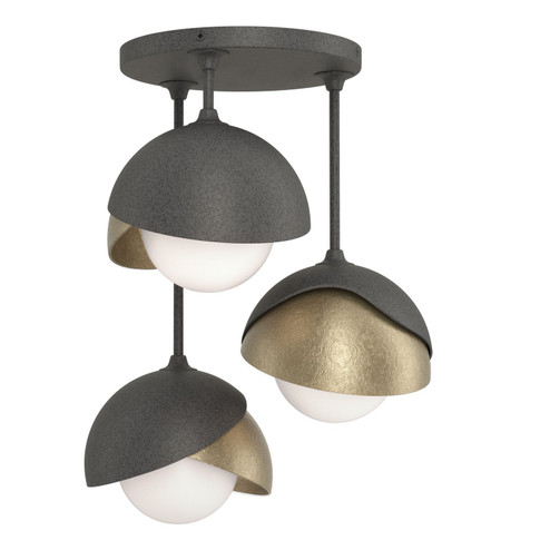 Brooklyn Brooklyn 3-Light Double Shade Semi-Flush in Natural Iron (39|121374-SKT-20-84-GG0711)