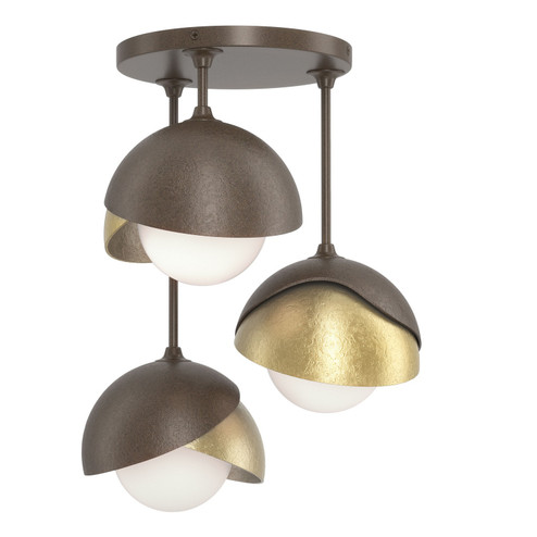 Brooklyn Brooklyn 3-Light Double Shade Semi-Flush in Bronze (39|121374-SKT-05-86-GG0711)