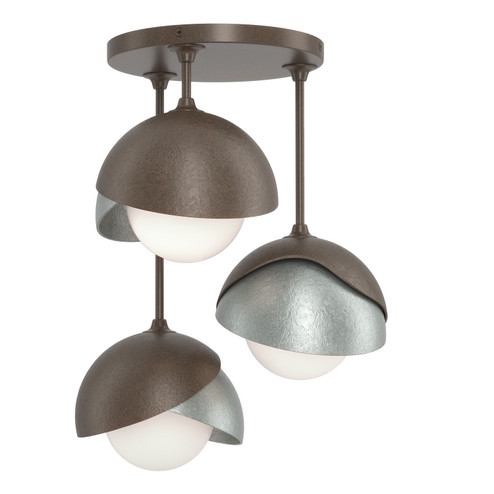 Brooklyn Brooklyn 3-Light Double Shade Semi-Flush in Bronze (39|121374-SKT-05-82-GG0711)