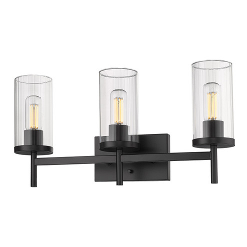 Winslett Three Light Bath Vanity in Matte Black (62|7011-BA3 BLK-CLR)