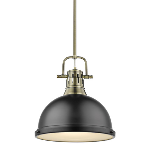 Duncan One Light Pendant in Aged Brass (62|3604-L AB-BLK)
