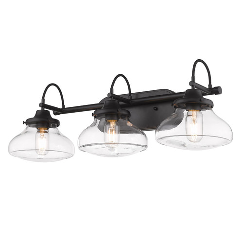 Nash Three Light Vanity Light in Matte Black (62|3419-BA3 BLK-CLR)