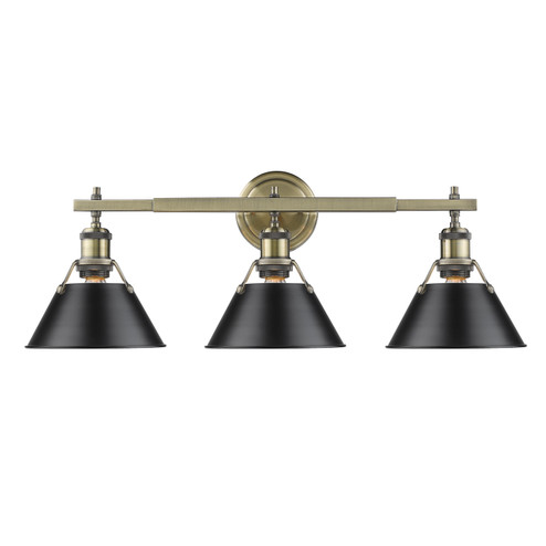 Orwell Three Light Bath Vanity in Aged Brass (62|3306-BA3 AB-BLK)