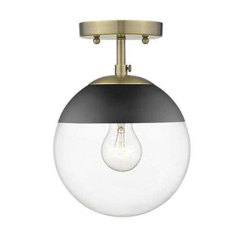 Dixon One Light Semi-Flush Mount in Aged Brass (62|3219-SF AB-BLK)